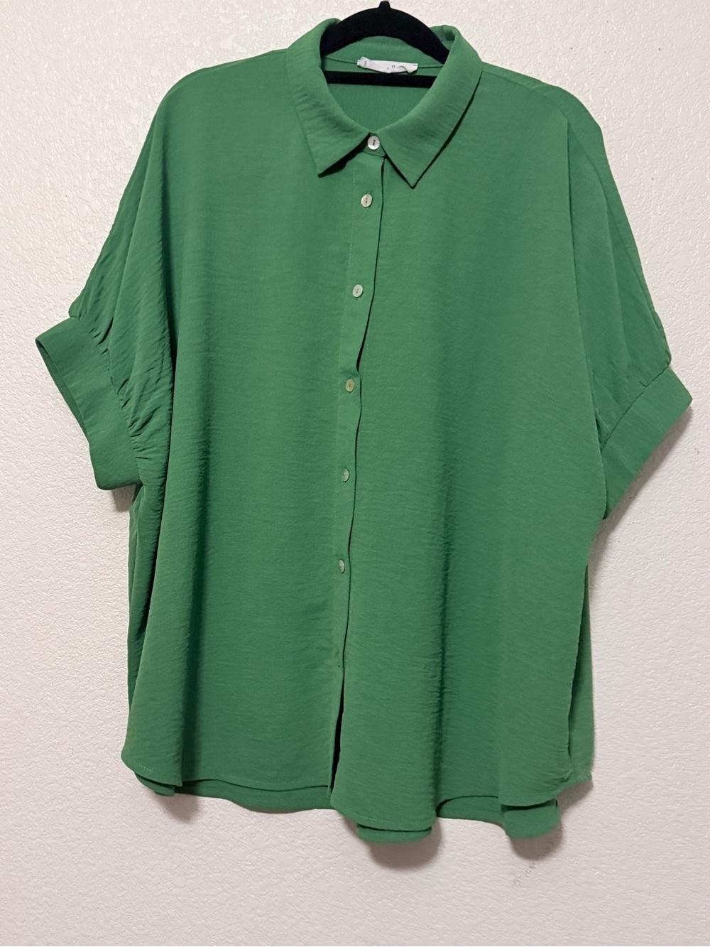 Sean + Seen Green Button-Front Collared Women's Top 0327